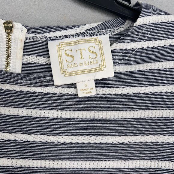 Sail to Sable Dress Womens Small Navy White Striped Coastal Nautical Preppy STS - Picture 4 of 13